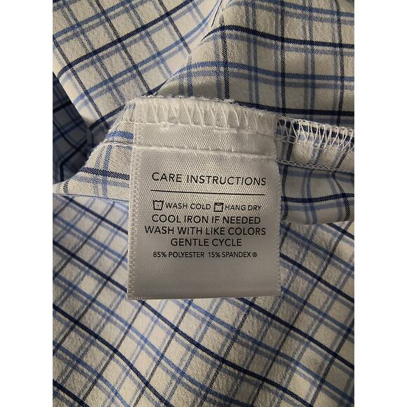 Mizzen+Main Performance Shirt Men’s Sz L Trim Blue Check Stretch No Tuck - Picture 12 of 13